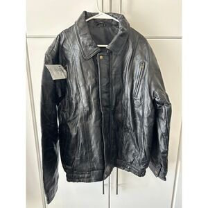 Embassy USA Mens Genuine Leather Patchwork Bomber Jacket Black XXL GFCOATXXL